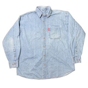 Vintage 90s Looney Tunes Warner Brothers Embroidered Shirt Denim